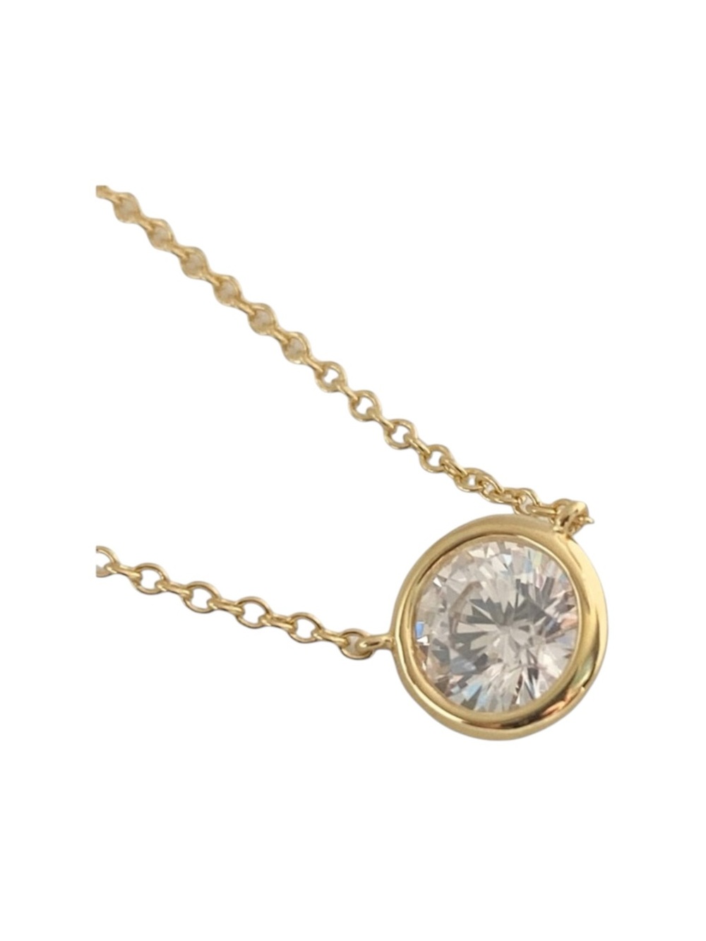 new Lassaire ☺︎︎ Bezel Set Simulated Diamond Necklace ☺︎︎ 18K Gold Plated 925 SS - Picture 9 of 16
